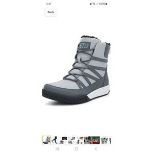 New 6 STQ Grey Winter Walking Boots Zip Lightweight Cozy Ankle Boots Booties NWT